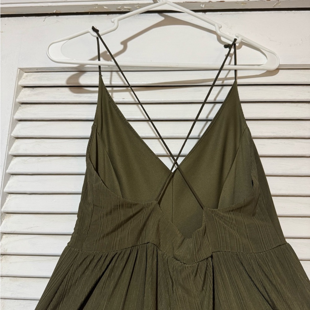 Zara Olive Green V-Neck Romper - Picture 7 of 7